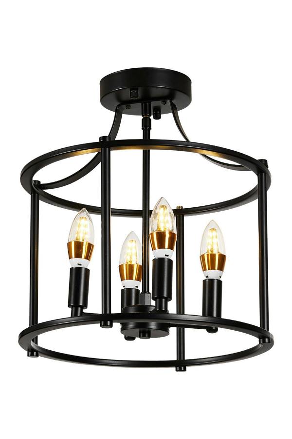 Living and Home Black Cage Metal Ceiling Light