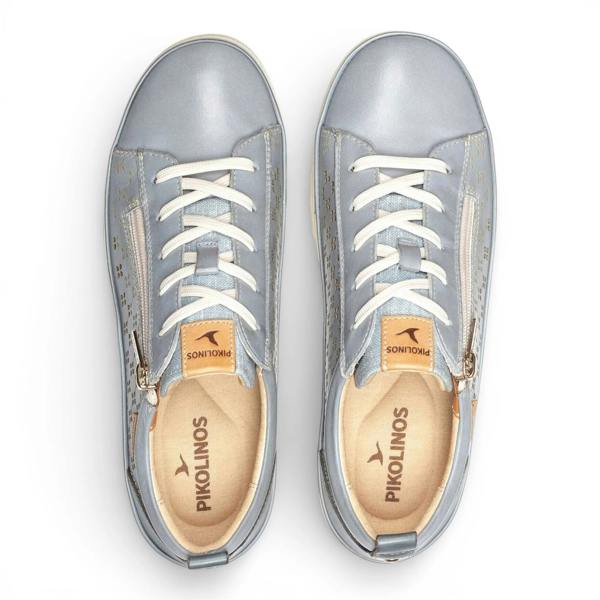 Pikolinos Vigo - Women’s Denim Blue Leather Lace Up Zip Sneakers
