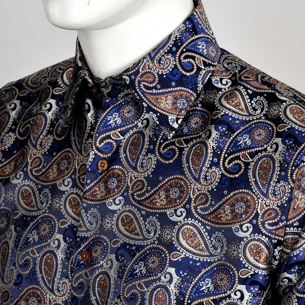 Kensington Paisley Jacquard Shirt – Brown