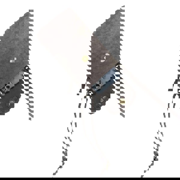 Real Hide Bags 'THEA' Grey Distressed Real Leather Mobile Phone Crossbody Bag