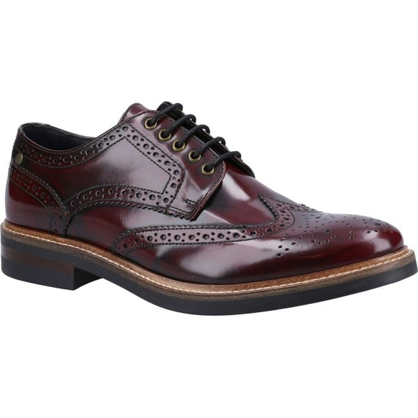 Base London Woburn Hi-Shine Brogue Mens Shoes - Bordo