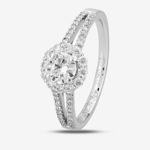 1888 Collection Platinum Brilliant Cut 0.89ct Diamond Split-Shoulders Cluster Ring DSC64
