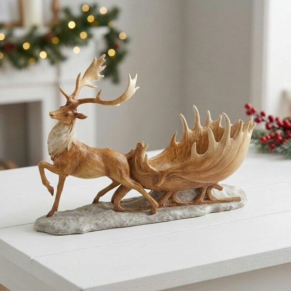 Garden Greatness Detailed Reindeer and Sleigh Christmas Decor