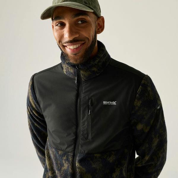 Regatta Mens Printed Textured Fleece Jacket - Black - 
