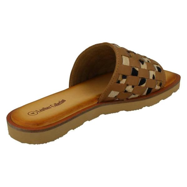 Leather Collection Ladies Leather Collection Leopard Print Sliders F00341