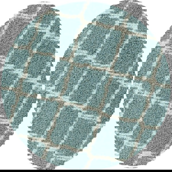 Moroccan Design Thick Shaggy Area Rugs Duck Egg Blue