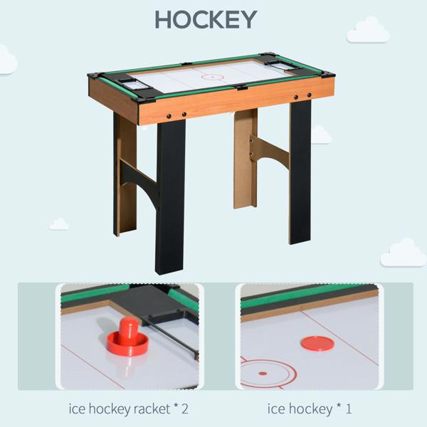 HOMCOM 4-In-1 Multi Games Table with Tennis Billiard Foosball Hockey 2 Types