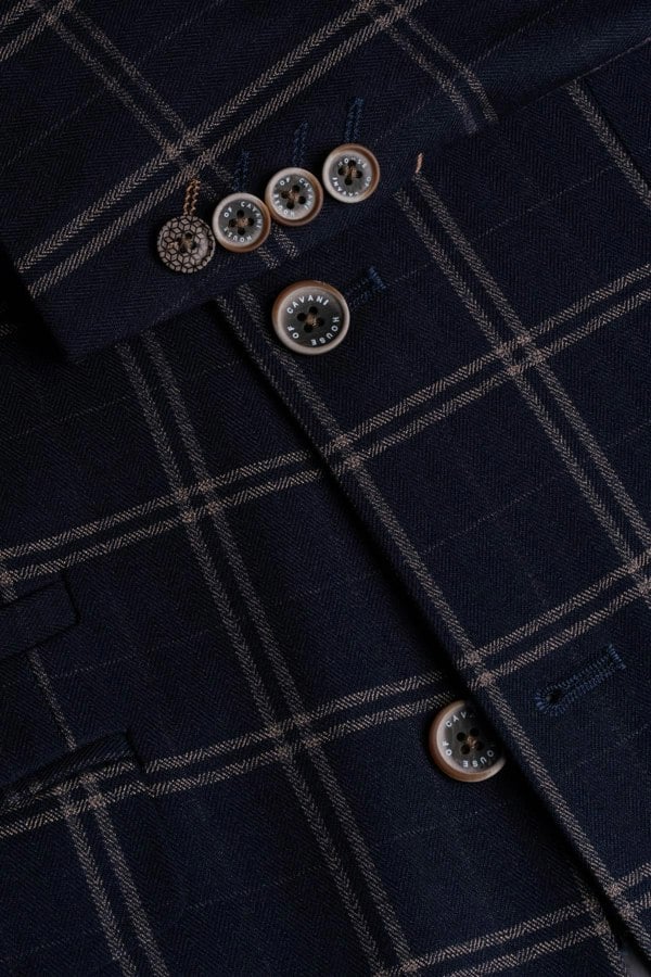 House of Cavani Hardy Navy Checked Blazer