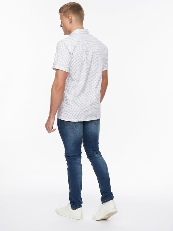 Bewley & Ritch Haltom Short Sleeve Shirt White/Navy Print