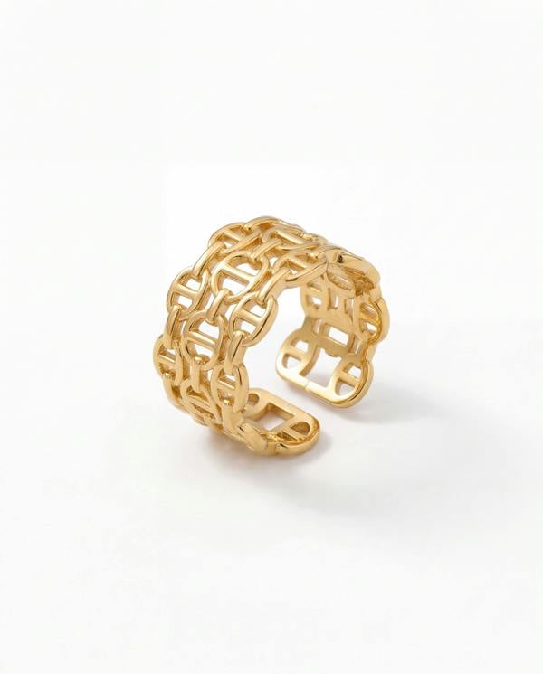 Elk & Bloom Chunky Intertwined Link Chain 14K Gold Ring