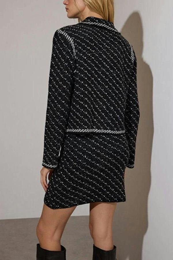 WOVCOR Jacket Collar Glittery Knit Cardigan