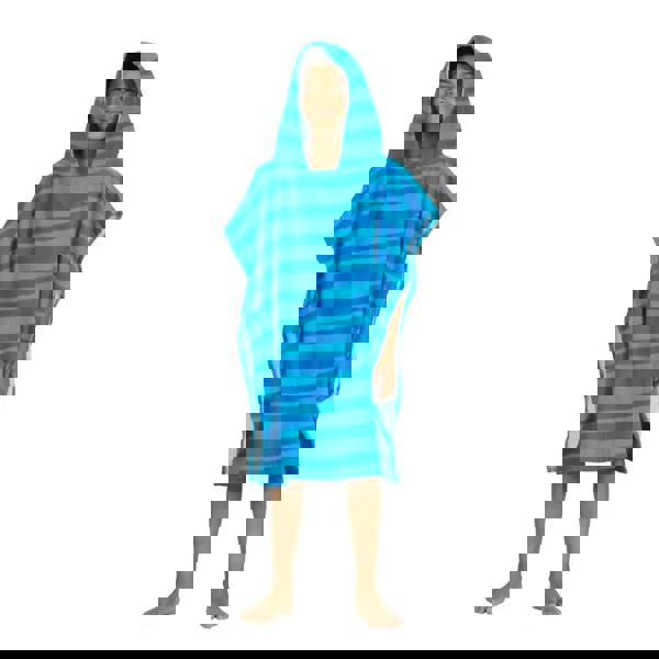 Zoggs Nautical Stripes Kids Poncho Hooded Towel Robe - Blue