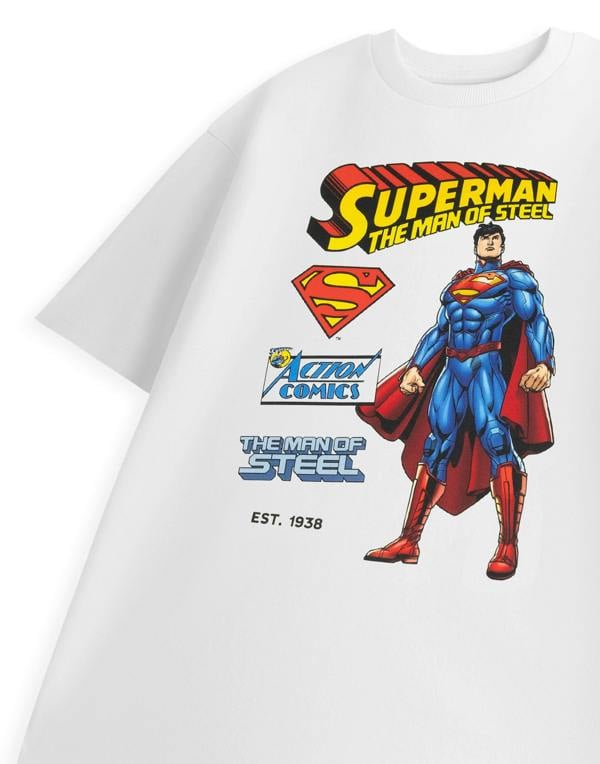 DC Comics Superman Mens Grey The Adventures of Short Sleeved T-Shirt