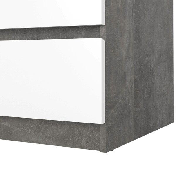 Wyld Haus Budapest Concrete Effect and White Wooden Chest 3 Drawers