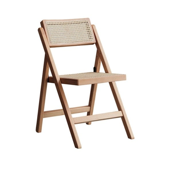 Silvia Foldable Rattan Dining Chair, Ash Wood-Rit Concept-Rit Concept