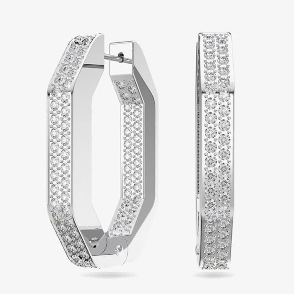 Swarovski Dextera Crystal Octagon Medium Hoop Earrings 5618308