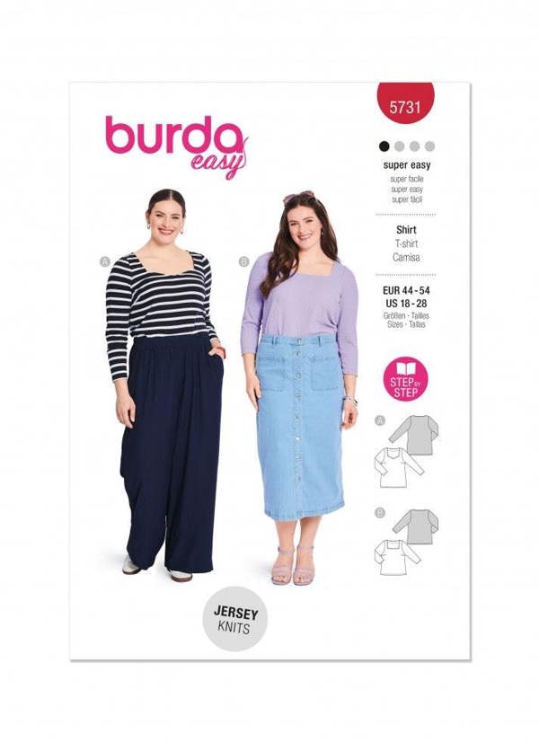 Burda Sewing Pattern 5731 Tops For Women, 18-28 (44-54) - Easy