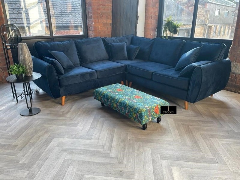 ISTOOLS Green Printed Fabric Multicolour Footstool Bench – Stylish, Comfortable & Multi-purpose