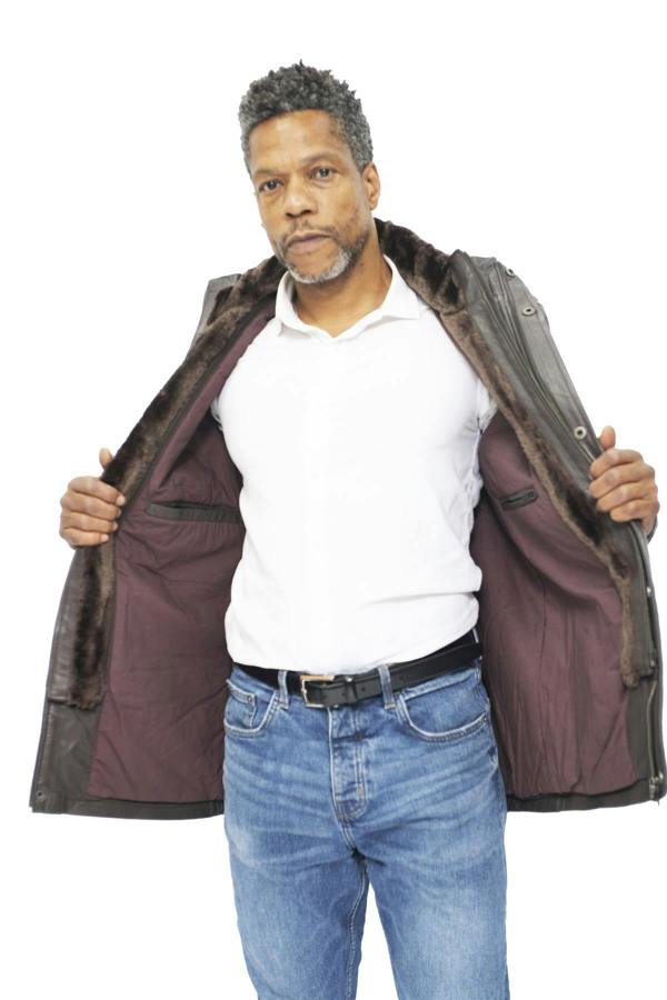 Infinity Leather Mens Leather Mid Length Coat-Hanoi