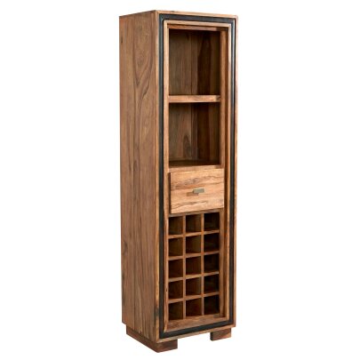 Wyld Haus New York Sheesham Wood Wine Bookcase 1 Drawer