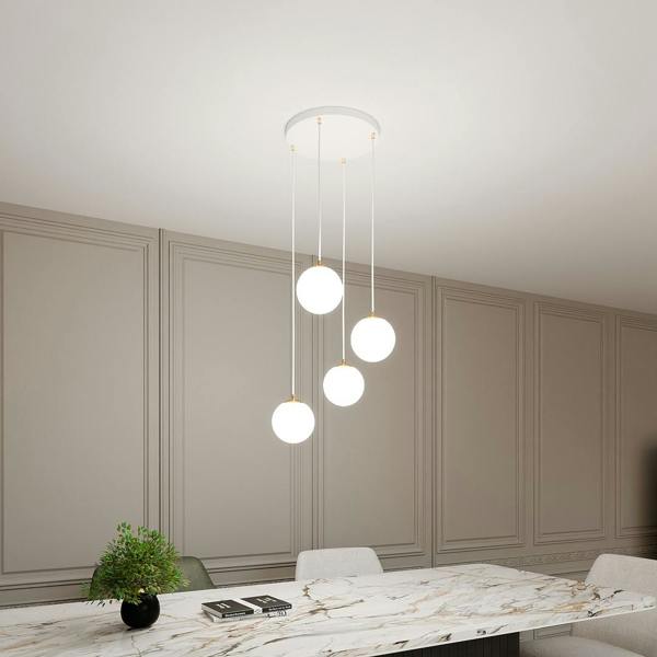 Emibig ROYAL Pendant lamp 4 x E14 White, Gold with White Shade