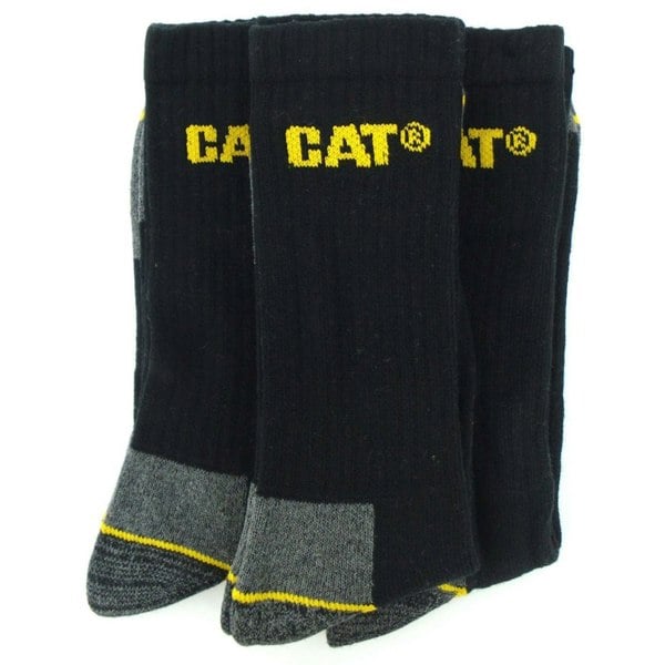 Caterpillar Crew Work Sock - 3 Pair Pack / Mens Socks - Black