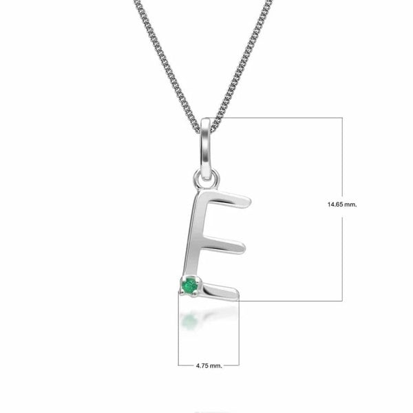 Gemondo Initial Emerald Letter Charm Necklace in 9ct White Gold
