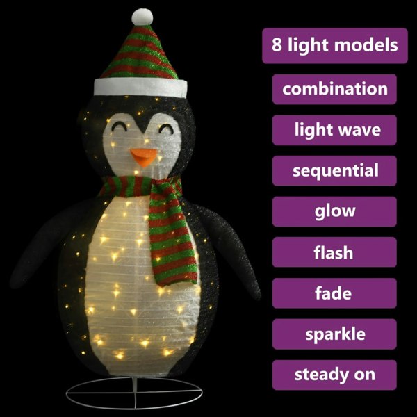 Berkfield Decorative Christmas Snow Penguin Figure LED Luxury Fabric 60cm