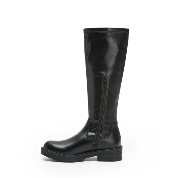 VIVA Harper: Womens Black Knee High Flat Riding Leather Winter Boots