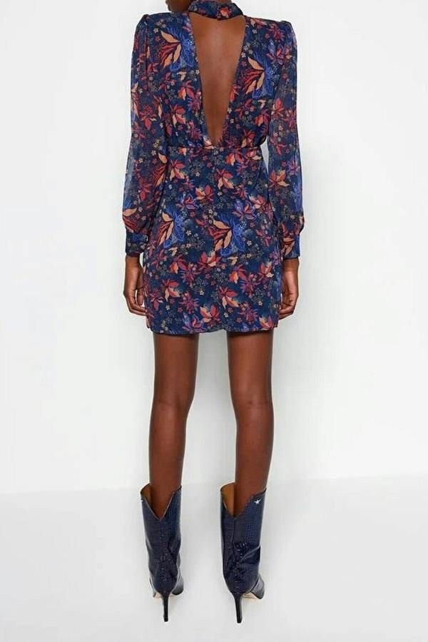 WOVCOR High-Neck Woven Dress