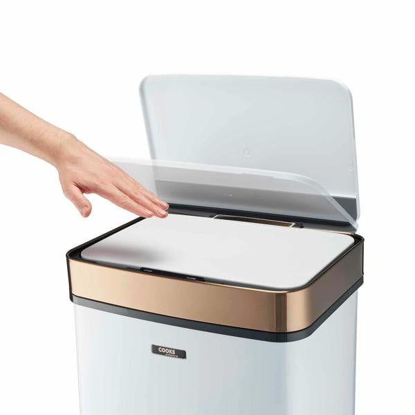 Cooks Professional 75L Sensor Recycling Bin with Food Caddy | White / Copper