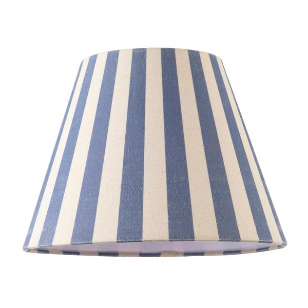 Amparo Blue and Oatmeal Linen Striped Coolie Shade with Cotton Inner Image 1