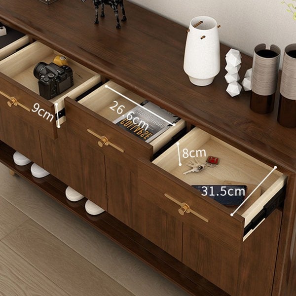 Piper Shoe Storage, Wood in a lifestyle setting with stacked shoe storage