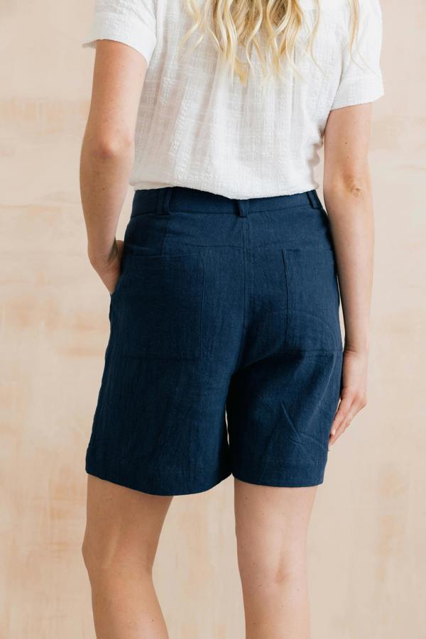 Lily & Me Naomi Linen Blend Belted Shorts