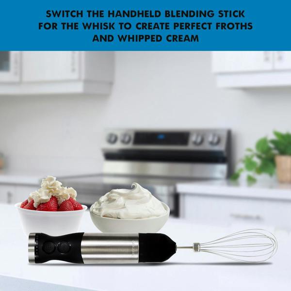 Kenmore 4-in-1 Hand Blender with Chopper Whisk Variable Speed Immersion Blender