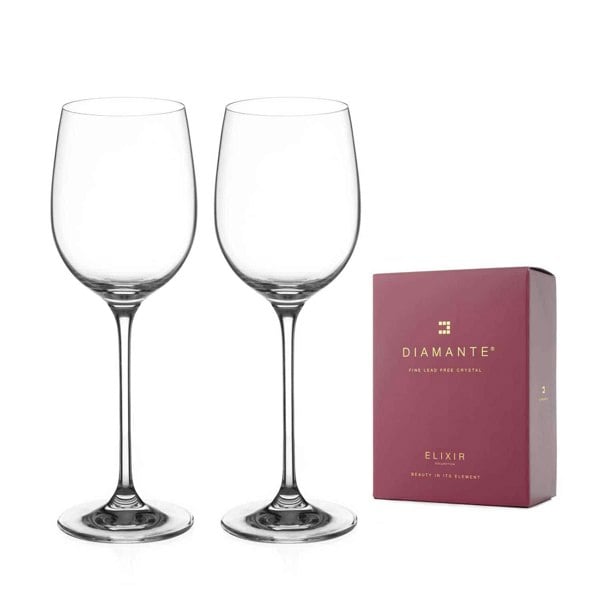 Diamante Moda Crystal White Wine Glasses - Set of 2