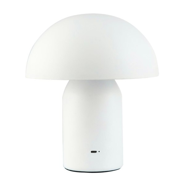 Modern Rechargeable Mushroom Table Lamp in Mat White with Touch Dimmer Button Image 2