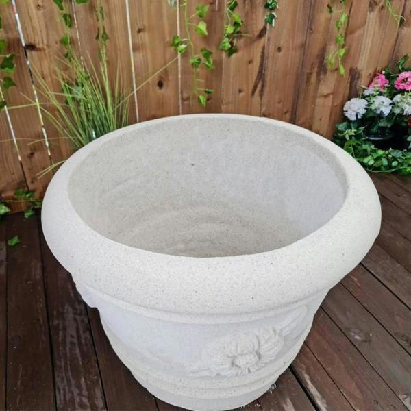 Large Flower pattern Sandstone Garden Urn