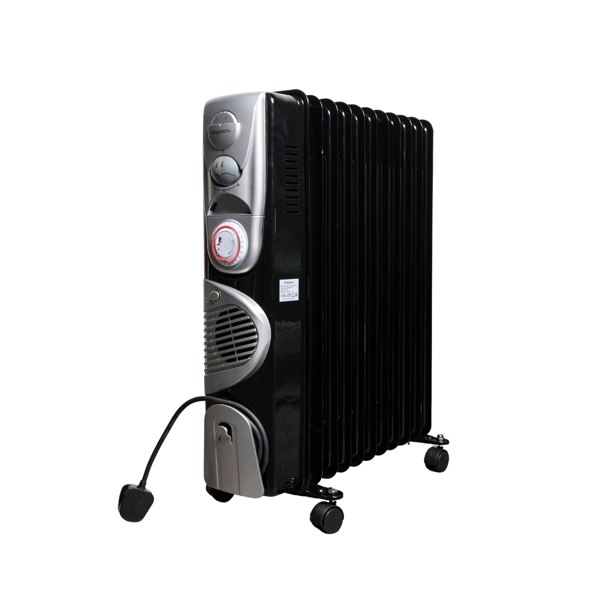 Samuel Alexander 2.5kw 11 Fin Black Electric Oil Filled Radiator / Heater Turbo & 24 Hour Timer