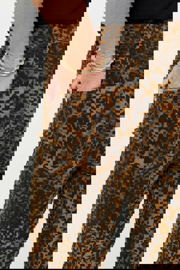 Brown | Animal Print High Waist Wide Leg Jeans
