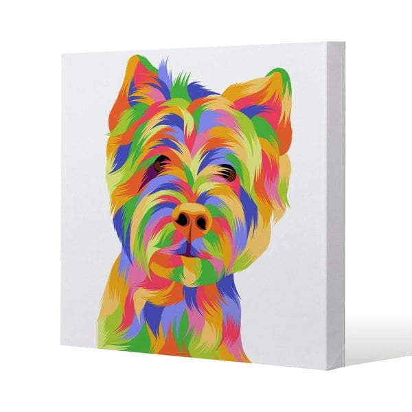 Benjamin Tate Design Amazing Illustration Dog Slim Style Canvas Print  40x40cm , 15mm Slim Real wood.