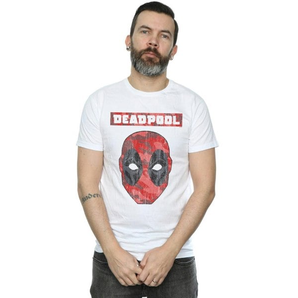 Marvel Mens Deadpool Camo Head T-Shirt - White