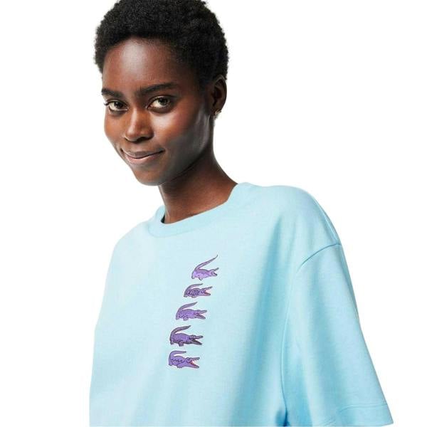 Lacoste Womens/Ladies Crocodile Print Oversized T-Shirt - Blue - 