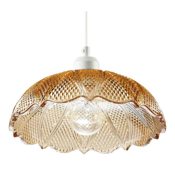Vintage Amber Tinted Cut Glass Pendant Light Shade with Scalloped Edge Image 5