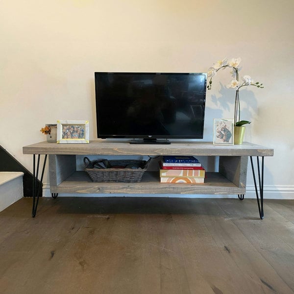 The Bespoke Carpentry Co TV Stand - Floating Storage with Hairpin Legs