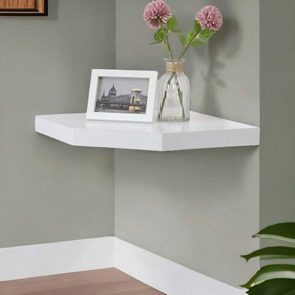 Rafaelo Mobilia Wall Mounted Corner Floating Shelf White