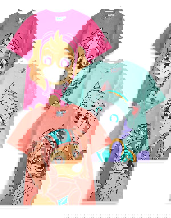 Paw Patrol Girls Multicoloured Skye, Everest & Liberty Multi-Pack of 3 Short-Sleeved T-Shirts