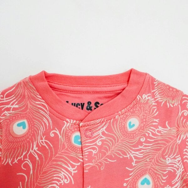 Lucy & Sam Peacock Button Babygrow