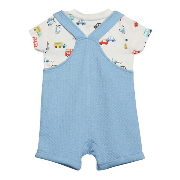 Mini Cuddles Baby Boys Lion Patch Dungaree Set With Matching Cap, Blue