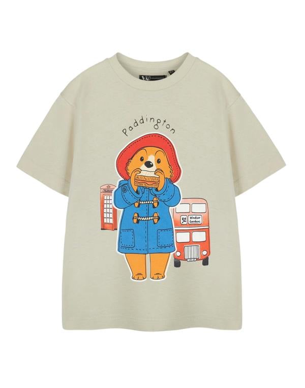 Paddington Bear Unisex Kids Beige Bus Short Sleeved T-Shirt